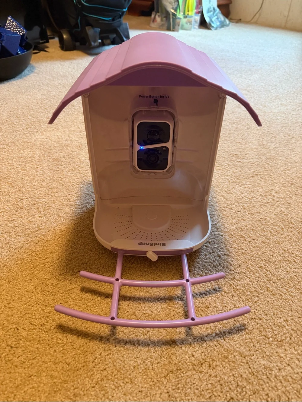 Bird Feeder Camera with Purple Roof